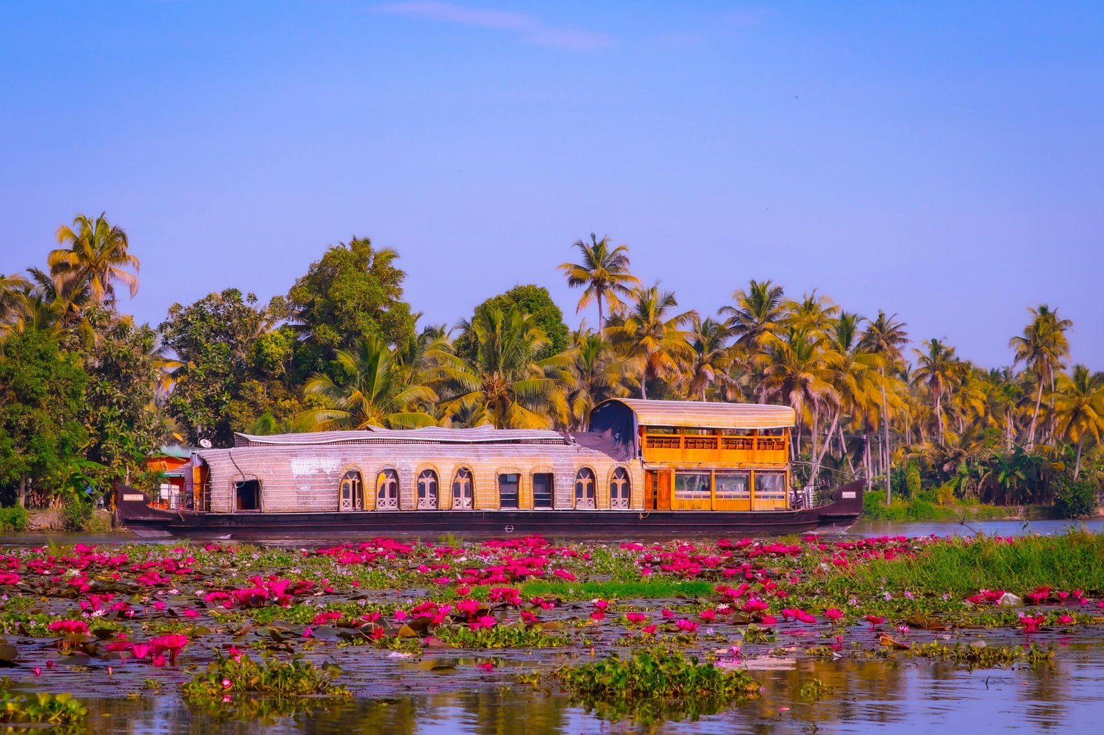 Serene Kerala Backwaters at sunset